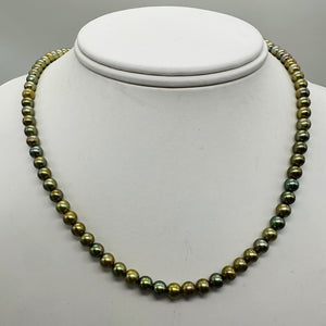 Fresh Water Pearls 16" Strand Round Pearls | 5mm | Golden Green | 1 Strand |