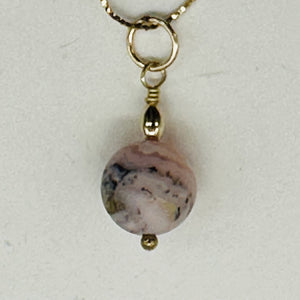 Pink Peruvian Opal Matte Finish Drop Bead Pendant | Pink | 1" Long |