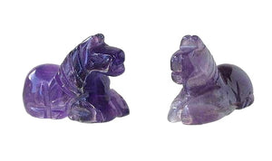 Adorable! 2 Carved Amethyst Horse Pony Beads