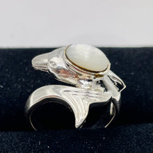 Load image into Gallery viewer, Mother of Pearl Leaping Dolphin Sterling Silver Ring | Size 6 | Silver | 1 Ring|

