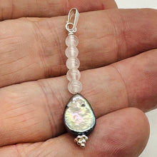 Load image into Gallery viewer, Pearl and Rose Quartz Sterling Silver Drop Pendant | 1 1/2&quot; Long | Rainbow |
