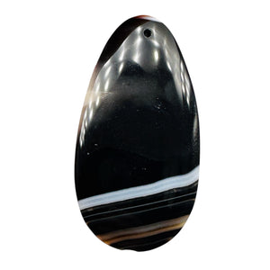 Sardonyx Focal Pendant Bead | Black, White | 60x33x6mm | 1 Bead |