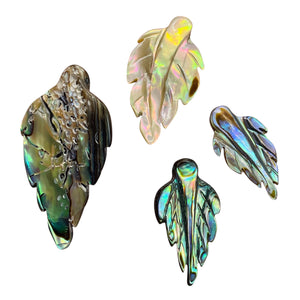 Abalone Leaf Pendant Beads | 21x10x2.5 - 32x20x2.5mm | Purple Blue |  Bead(s)