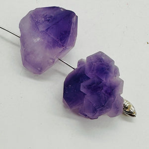 Amethyst Natural Crystals Parcel | 25x19x16 and 22x21x18mm | Purple | 2 Beads