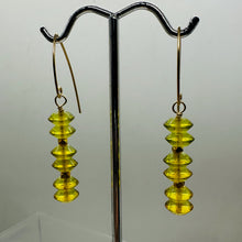 Load image into Gallery viewer, Natural Yellow Amber 6 Bead 14K Rose Gold Filled Dangle Earrings 1.5" Handmade
