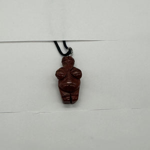 Brecciated Jasper Stone Goddess Pendant Necklace | 3/4' Long | Red | 1 Pendant |