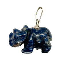 Load image into Gallery viewer, Sodalite Rhinoceros Pendant Necklace|Semi Precious Stone Jewelry|Silver Pendant
