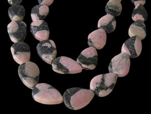 Natural Untreated Pink Kambaba Jasper 17x12mm Teardrop Bead Strand 110247