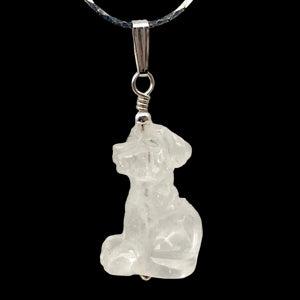 Semi Precious Stone Jewelry Faithful Dog Pendant Necklace of Quartz/Silver