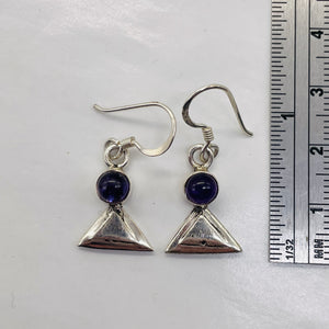 Amethyst Sterling Silver Triangle Earrings | 1" Long | Purple | 1 Pair |