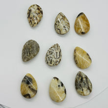 Load image into Gallery viewer, 3 Wild Cat Feldspar Carved Teardrop Twist Pendant Beads 008904
