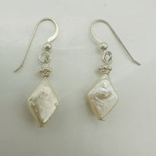 Load image into Gallery viewer, White Freshwater Pearl Dangle Earrings Sterling Silver 14x10mm 1.25 Inch
