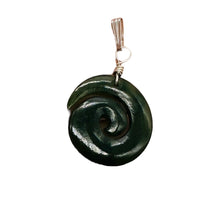 Load image into Gallery viewer, Jade New Zealand Maori Koru Sterling Silver Pendant | Green | 1&quot; Long |

