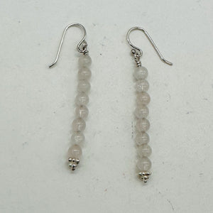 Light Pink Rose Quartz Sterling Silver Semi Precious Gemstone Earrings |2" Drop|