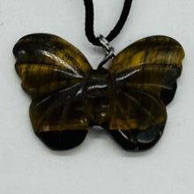 Load image into Gallery viewer, Tiger Eye Stone Butterfly Pendant | 1&quot; Long | Bronze | 1 Pendant Necklace |

