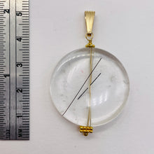 Load image into Gallery viewer, Tourmalinated Quartz Beautiful Round 14K Gold Filled Pendant | 30mm | Disc |
