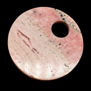 1 Natural Lacy Pink Rhodochrosite 50mm Pi Circle Pendant
