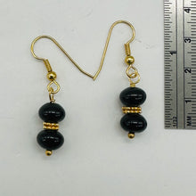 Load image into Gallery viewer, Rainbow Obsidian Round Bead and Yellow Gold Earrings
