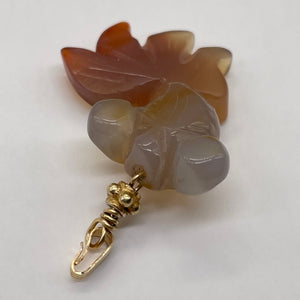 Hand Carved Carnelian Agate Koi Gold Fish Pendant | 1 3/4" Long |