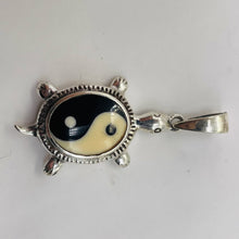 Load image into Gallery viewer, Yin Yang Sterling Silver Turtle Pendant | 1 1/2&quot; Long | White Black | 1 Pendant |
