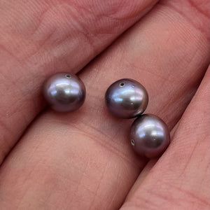 3 Spectacular Natural Forget-Me-Not Hued 6.5mm Freshwater Pearls 003079