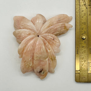 Peruvian Opal 163ct Carved Flower Pendant Bead | 60x80x7mm | Pink | 1 Bead |