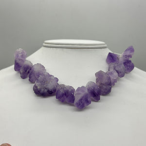 Amethyst Natural Crystals 8" Strand | 29x27x15 to 18x17x12mm | Purple| 14 Beads|