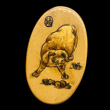 Load image into Gallery viewer, Chinese Year of the Pig Pendant Bead | 2&quot; Long | Tan, Brown | 1 Pendant Bead |
