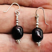 Load image into Gallery viewer, Black Cherry Freshwater Pearl Earrings | 1 1/4&quot; Long | 12x8mm Pearls | 1 Pair |
