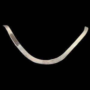 Sleek Sterling Silver 4mm Herringbone Chain Necklace | 16" Long |
