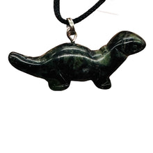 Load image into Gallery viewer, Kambaba Jasper Diplodocus Dinosaur Pendant | 3/4&#39; Long | Black, Green |
