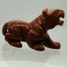 Load image into Gallery viewer, Snarling Tiger Goldstone Carved Figurine | 1 Statue | | 2 x 1 1/4 | Red
