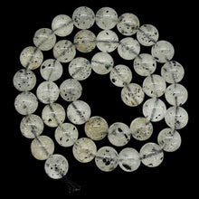 Load image into Gallery viewer, Tourmalinated Quartz Strand 9mm Round Beads| 15.5&quot; Long| Clear, Black| 40 Beads|

