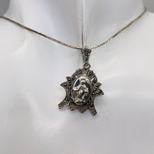 Load image into Gallery viewer, Marcasite Sterling Silver Virgin Mary Pendant | 1&quot; Long | 1 Pendant
