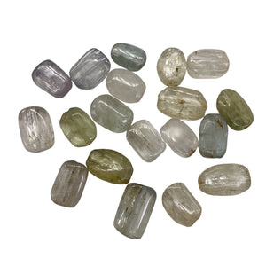 Kunzite Flat Nugget Bead Strand | 22x15x6 to 19x14x8mm | Green, Clear| 19 Beads|