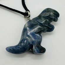 Load image into Gallery viewer, Sodalite Tyrannosaurus Rex Dinosaur Pendant Necklace | 3/4&#39; Long | Blue, White |
