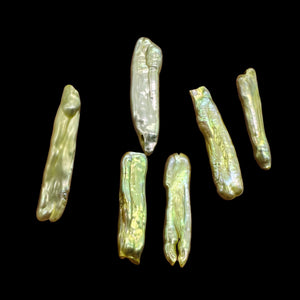 Fab Biwa Style Pistachio Green FW Pearls | 20x7x5mm to 34x7x5mm | 6 Pearls |