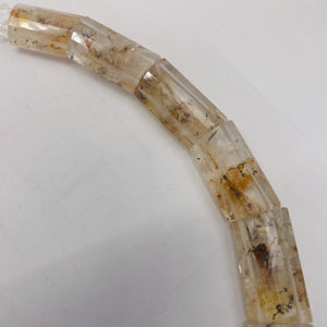 Gold Rutilated Quartz Rectangular Bead Strand | 23x15x7mm| Clear Gold| 19 Beads|