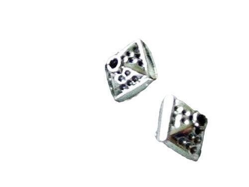 2 Double Pyramid Bali Silver Beads 003220