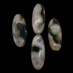 Ocean Jasper Patterned Oval Pendant Beads| 45x18x8mm|White Black Pink| 4 Beads |