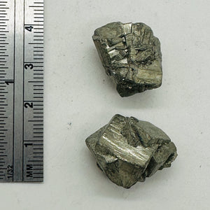 Pyrite Crystal Nugget Beads | 19x16x13 to 19x14x14mm | Silver Gold | 2 Beads |