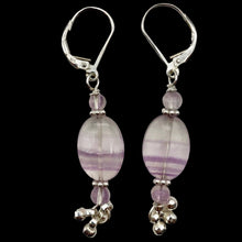 Load image into Gallery viewer, Enchanting Fluorite 15x10mm Bead Dangle Silver Lever Back Earrings! | 2&quot; Long |
