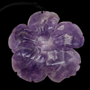 Amethyst Carved Pendant Flower | 55x8mm | Purple White | 1 Bead |