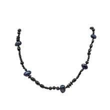 Load image into Gallery viewer, Hematite and Peacock Freshwater Pearl Sterling Silver 22 inches Necklace 200020
