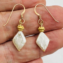 Load image into Gallery viewer, White Freshwater Pearl Dangle Earrings 14K Gold Filled 1.25 Inch
