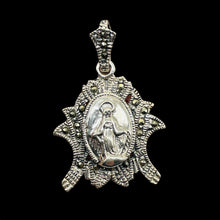 Load image into Gallery viewer, Marcasite Sterling Silver Virgin Mary Pendant | 1&quot; Long | 1 Pendant

