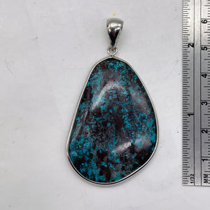 Chrysocolla Sterling Silver Oval Pendant | 2 3/8" Long | Blue | 1 Pendant |