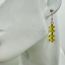 Load image into Gallery viewer, Natural Yellow Amber 4 Bead 14K Rose Gold Filled Dangle Earrings 1.5" Handmade
