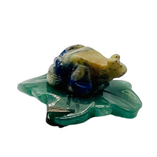 Load image into Gallery viewer, Ribbit 1 Lapis Frog On Aventurine Lily pad Pendant | 28x28.5x11mm | Blue
