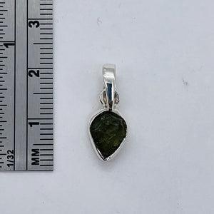 Moldavite 7.08ct Sterling Silver Heart Pendant | 3/4" Long | Green | 1 Pendant |